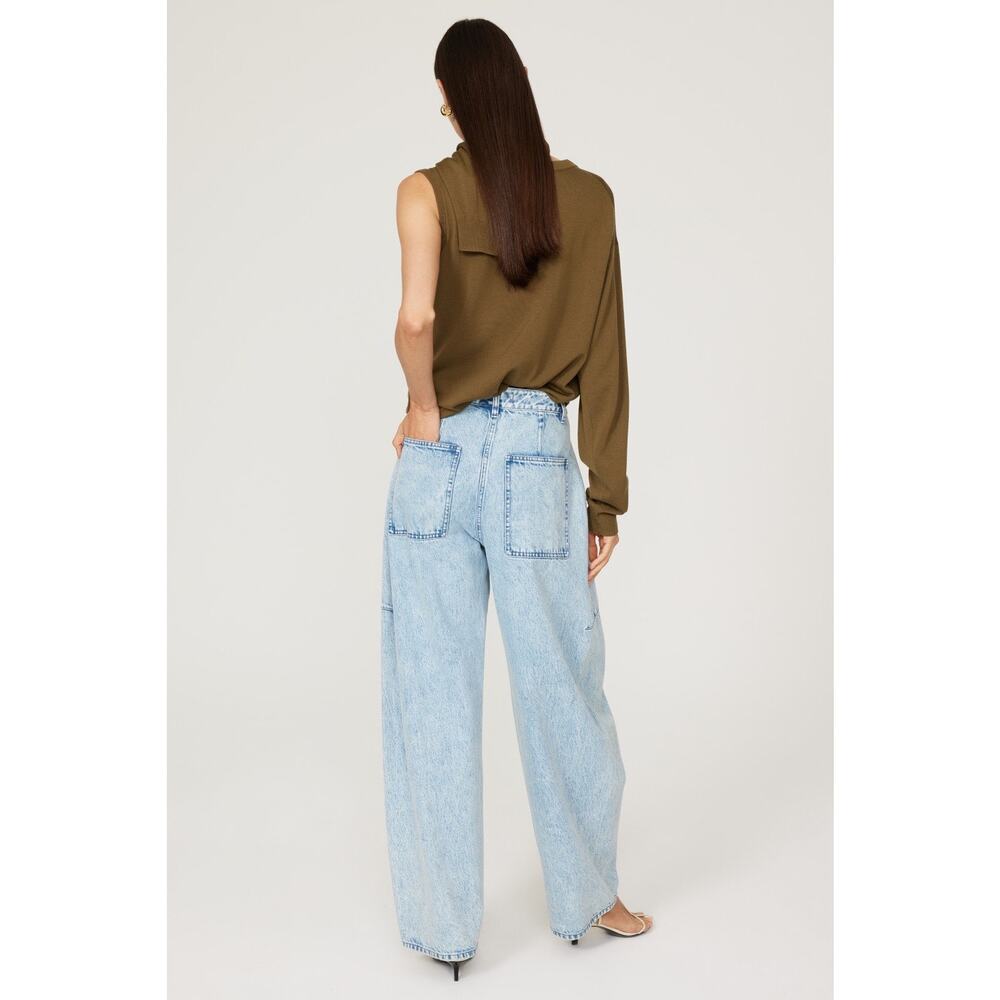 Tibi Acid Wash Light Blue Iceberg Baggy Patched Barrel Leg Relaxed Jeans Size 31 - Picture 2 of 16